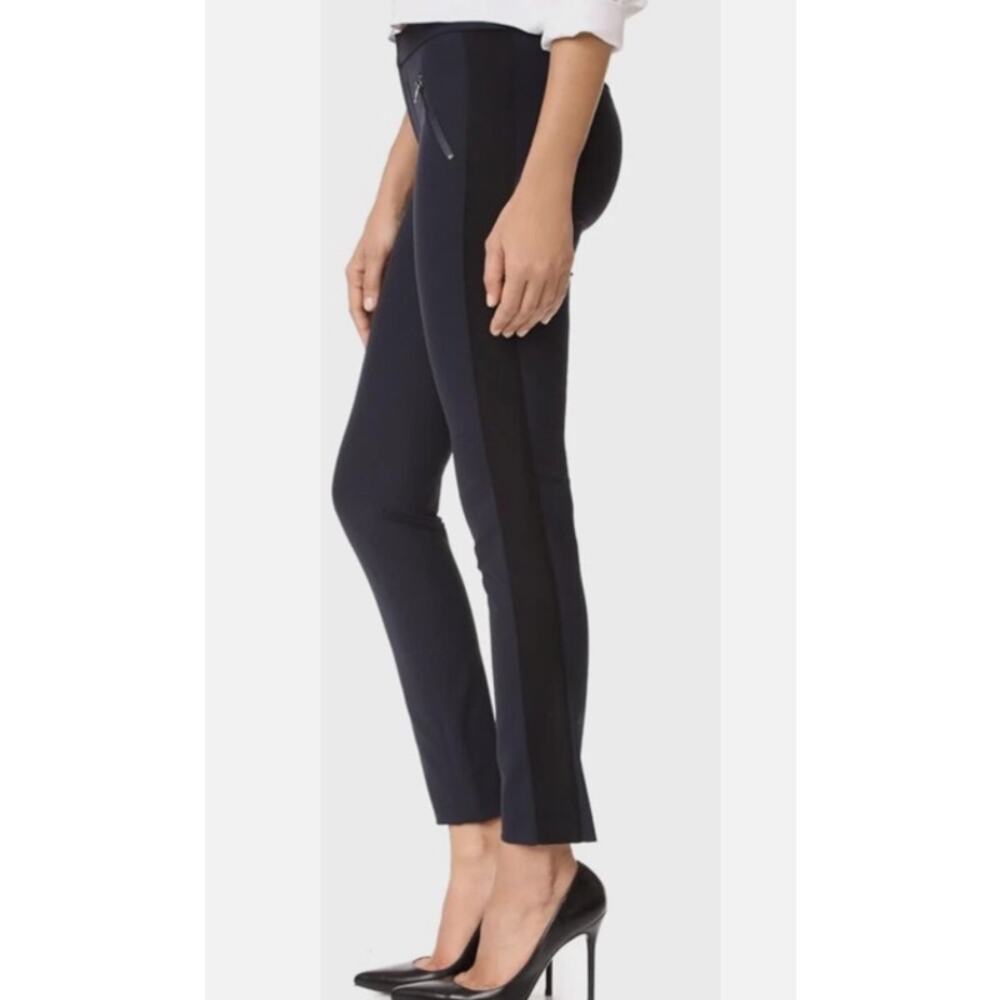 Rebecca Taylor Ava Techy Pant 12 Navy Blue Zip Front Pocket Ankle Slim Trouser